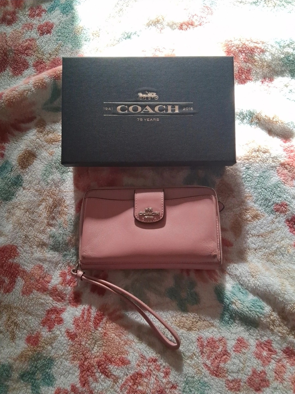 COACH Pink Leather Wristlet Wallet